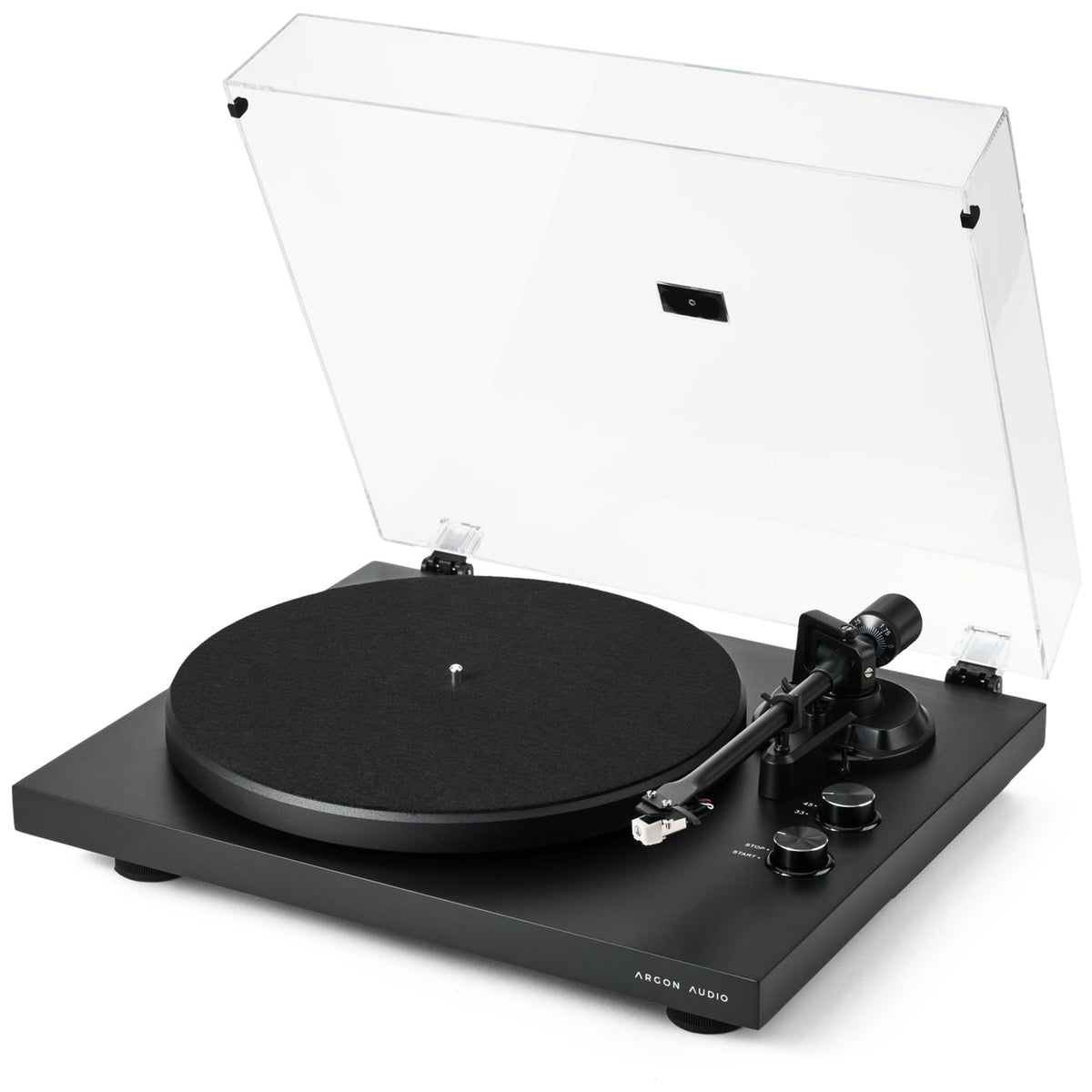 Argon Audio TT MK2 turntable in Black, dust cover open