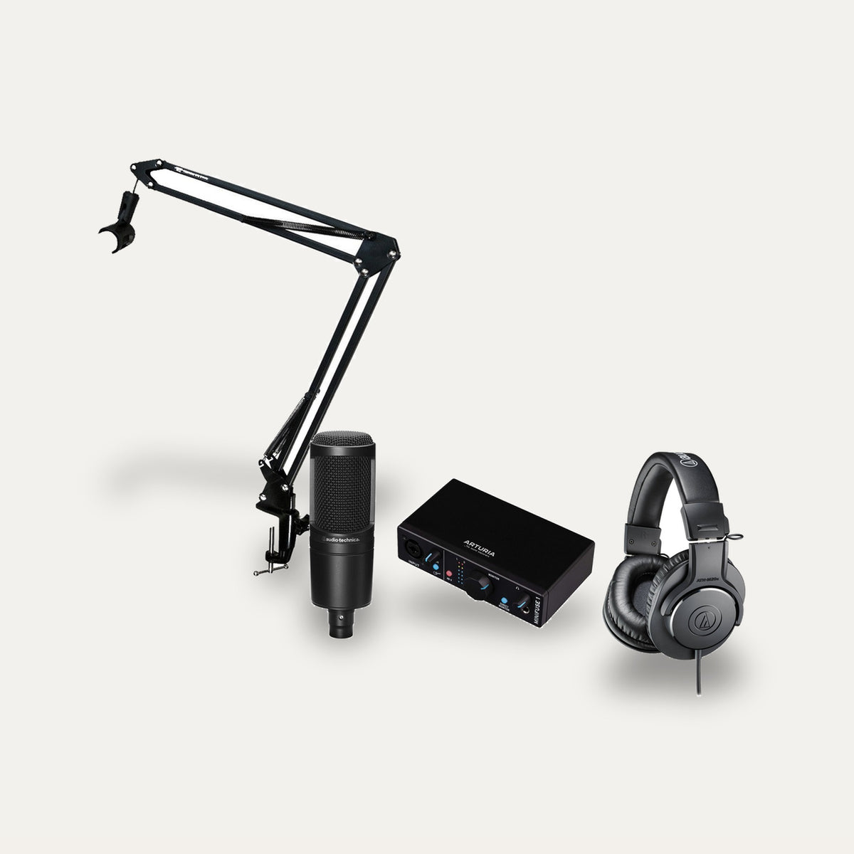 Arturia MiniFuse 1 + Audio-Technica AT2020 + ATH-M20x Home Studio Set – Interface Finish Black