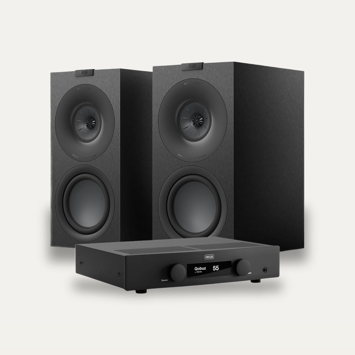 Hegel H150 + KEF Q Concerto Meta Streaming System – Amplifier Colour Black, Speaker Finish Satin Black