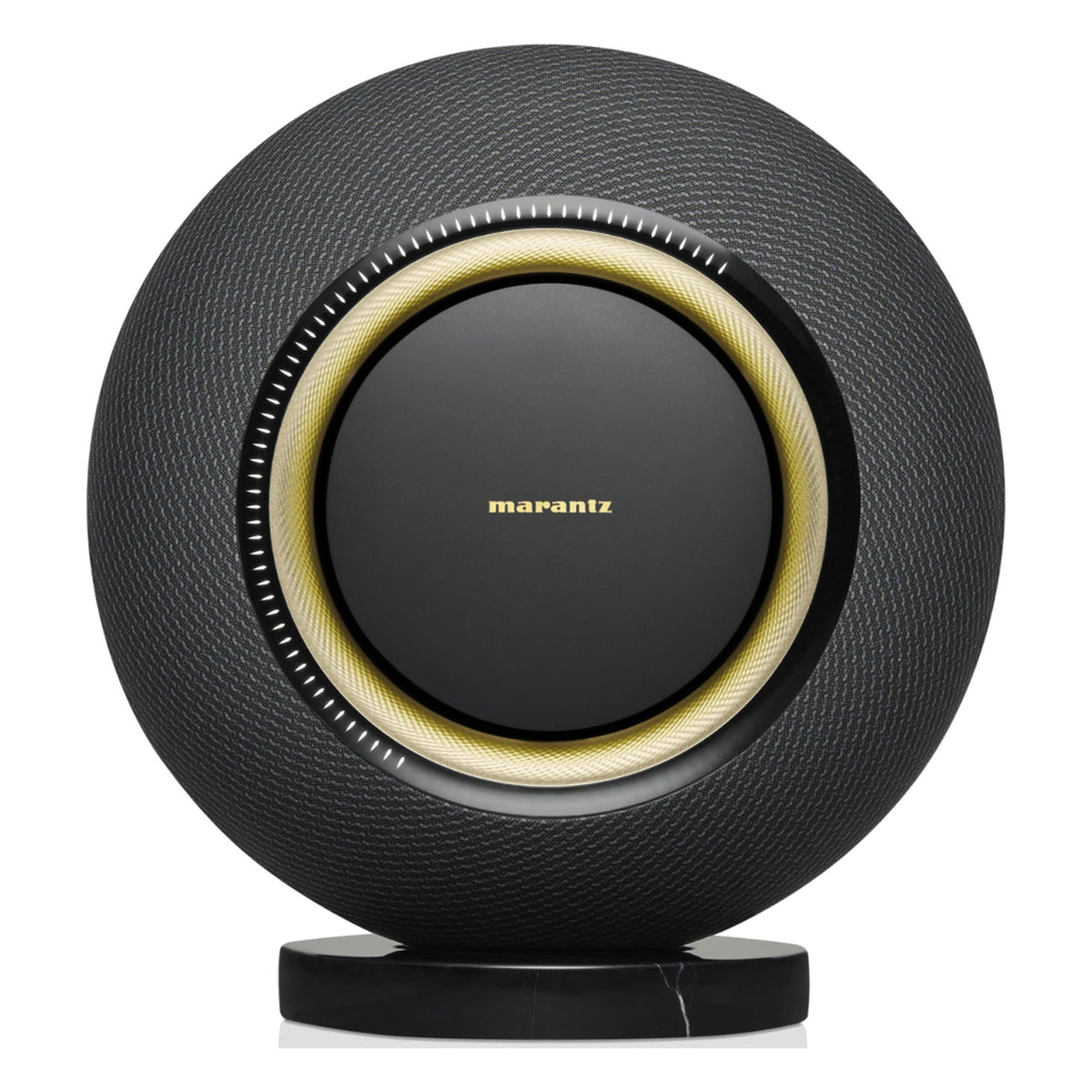 Marantz Horizon wireless speakers in sleek black finish, featuring modern design and multiple connectivity options.