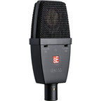 SE Electronics sE4100 condenser microphone with metal grille and sleek black body, designed for studio recording.