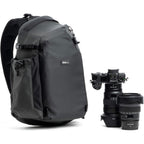 Think Tank MindShift PhotoCross Sling V2 in black, a compact video equipment bag with multiple compartments for gear storage.