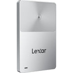Lexar TouchLock Portable SSD external drive with sleek black design and secure fingerprint lock system.