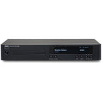 NAD C 589 CD player with front view showing sleek black design and control buttons on the front panel.