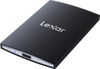 Lexar SL500 portable SSD external drive with sleek black design and USB-C connection for fast data transfer.
