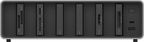 Lexar Workflow Go docking station with Thunderbolt 4 uplink and six-module bay for data transfer and device connectivity.