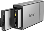 Lexar Workflow Go docking station with dual module bay, USB hub for data transfer and device connectivity.
