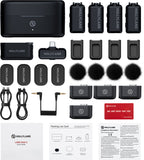 Hollyland Lark Max 2 Combo creator wireless microphone system with four microphones and receiver for professional audio recording