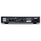 Rear view of NAD C 589 CD player showing input/output ports and sleek black design.