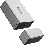 Lexar Workflow Go docking station with dual module bay, USB hubs, and multiple ports for efficient data transfer and device connectivity.