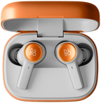 Bang & Olufsen Beoplay Eleven wireless in-ear headphones with sleek black earbuds and inline controls on a white background.
