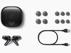 Soundcore Liberty 4 Pro wireless in-ear headphones with sleek black earbuds and charging case, showcasing modern earbud design.