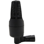 sE Electronics X1 R ribbon microphone shown on a stand, featuring a sleek black design ideal for studio recording.