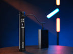 Nanlite PavoTube II 6XR LED RGBWW pixel tube light showing colorful illuminated light sticks against a dark background.