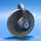 Focal Azurys wired headphones with blue ear cups, featuring sleek design and padded headband for comfortable listening.