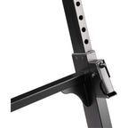 Hercules Stands KS400B keyboard stand supporting electronic keyboards with adjustable height and sturdy construction.
