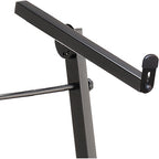 Hercules Stands KS410B keyboard stand holding a digital piano, adjustable height and sturdy metal construction.