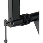Hercules Stands KS410B keyboard stand holding a digital keyboard, adjustable height and sturdy metal construction.