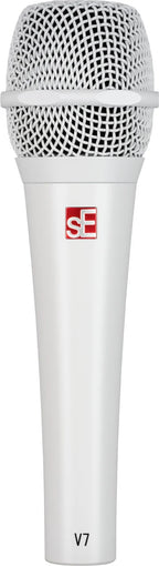 sE Electronics V7 dynamic microphone without switch, showing its professional metal grille and black body on a neutral background.