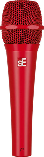 SE Electronics sE V7 dynamic microphone shown without switch, featuring a sleek black body and professional audio recording design.
