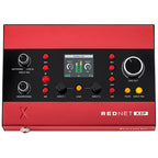 Focusrite RedNet X2P audio interface with multiple input/output ports and sleek black design for professional audio recording.