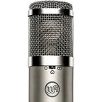 Warm Audio WA-47jr condenser microphone with vintage-style body and grille, designed for studio recording and vocals.