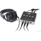 Samson QH4 headphone preamps with four output channels and sleek design for clear audio monitoring.