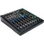 Mackie ProFX10v3 analog mixer with multiple input channels and built-in effects, displayed from a top angle.