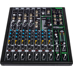 Mackie ProFX10v3 analog mixer with multiple channels and effects, showcasing its compact design and controls.