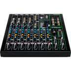 Mackie ProFX10v3 analog mixer with multiple input channels and built-in effects, shown from a top angle.