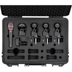 SE Electronics sE Electronics V Pack Venue dynamic microphones set, showing multiple microphones with black bodies and grille covers.