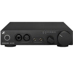 Sennheiser HDV 820 EU headphone amplifier and DAC with sleek black design and control knobs.