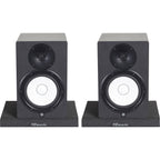 Gator Studio Monitor Isolation Pads on studio monitor stands for improved sound clarity and vibration reduction.