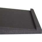 Gator Studio Monitor Isolation Pads placed under studio monitor stands for vibration reduction and sound clarity.