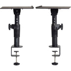 Gator Clamp-On Studio Monitor Stands with adjustable brackets and sturdy construction for professional audio setup.