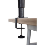 Gator Clamp-On Studio Monitor Stands with adjustable arms and sturdy base, designed to elevate and secure studio monitors.