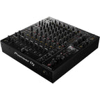 Pioneer DJ DJM-V10 DJ mixer with multiple channels, colorful controls, and professional audio interface for DJs.