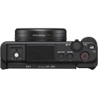 Sony ZV-1 compact video camera with flip-out screen and built-in microphone for high-quality vlogging and content creation.