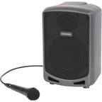 Samson Expedition Express+ portable PA speaker system with a compact design and built-in microphone input.
