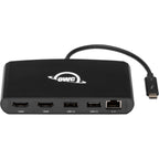 OWC Thunderbolt Mini Dock with multiple ports, compact design, and sleek black finish for versatile connectivity.