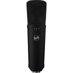 Warm Audio WA-87 R2 condenser microphone shown from front, featuring classic design and professional audio recording capabilities.