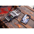 Zoom BTA-2 Bluetooth adapter for PodTrak P4 and P8 recorders, shown connected with the device for wireless audio streaming.