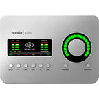Universal Audio Apollo Solo USB audio interface in Heritage Edition with sleek design and connectivity ports visible.