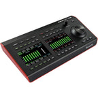 Focusrite RedNet R1 studio monitor controller with display and control knobs for professional audio monitoring setup.