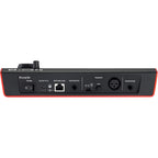 Focusrite RedNet R1 studio monitor controller with display and control knobs for professional audio monitoring setup.
