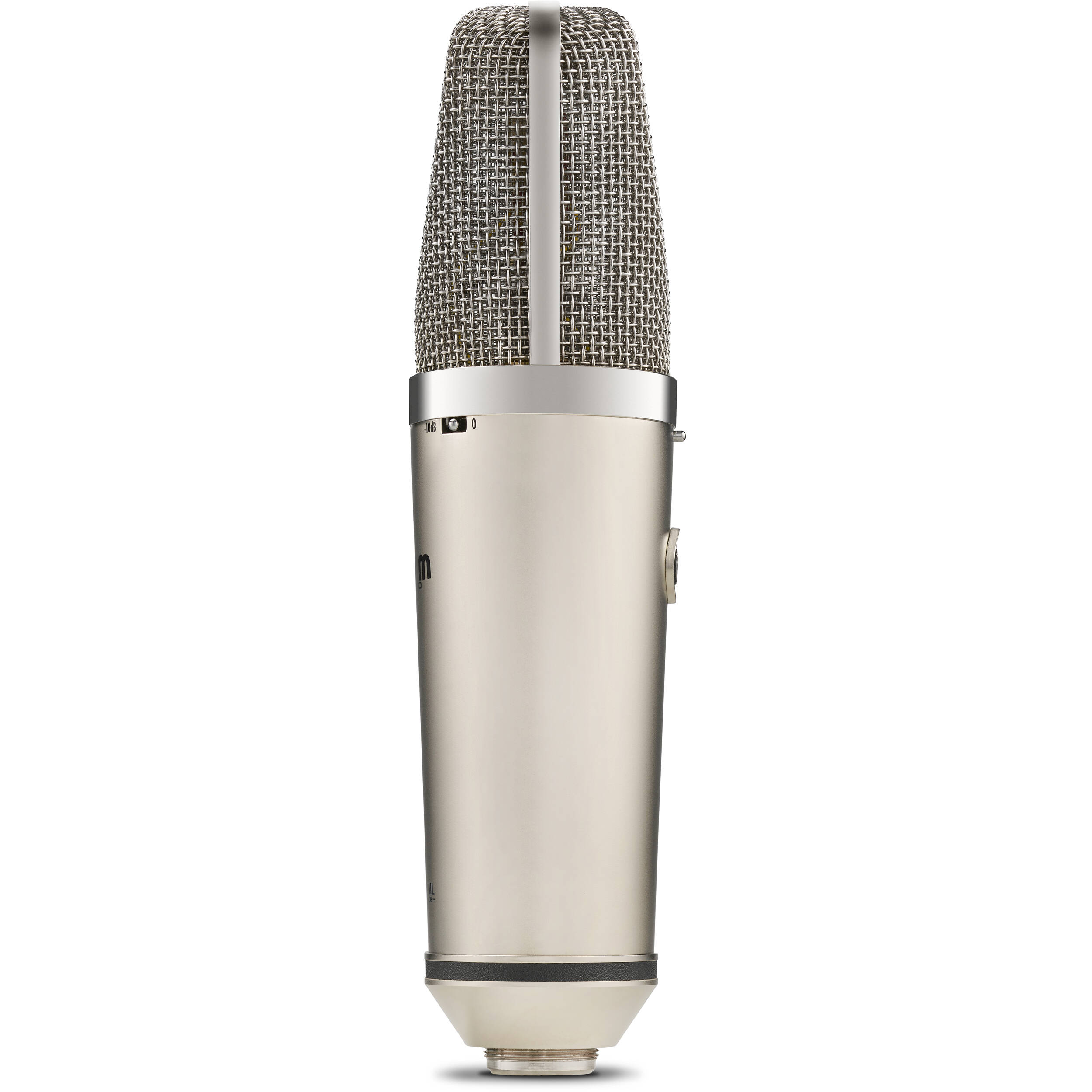 Warm Audio WA-67 condenser microphone shown in a close-up image, featuring vintage-style design and professional audio equipment details.