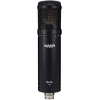 Warm Audio WA-47jr condenser microphone with vintage-style metal body and grille, designed for studio recording.