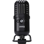 Reloop sPodcaster Go USB microphone with compact design, integrated controls, and adjustable stand for podcasting and streaming.