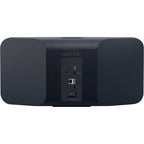 Bluesound Pulse 2i wireless speaker with sleek black design, featuring control buttons and a compact, modern look.