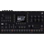 Elektron Octatrack MK2 black drum machine and sampler with multiple control knobs and display screen.
